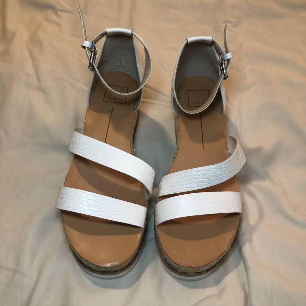 Dolce Vita Preowned Liza Faux Leather Espadrille Platform Sandals Size 9M